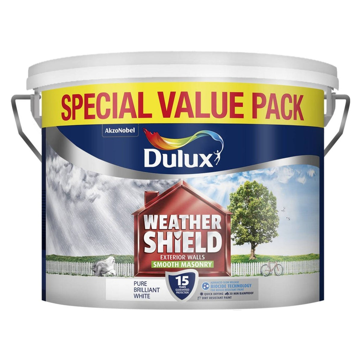 Dulux Weathershield Smooth Masonry Paint 7.5L in Pure Brilliant White