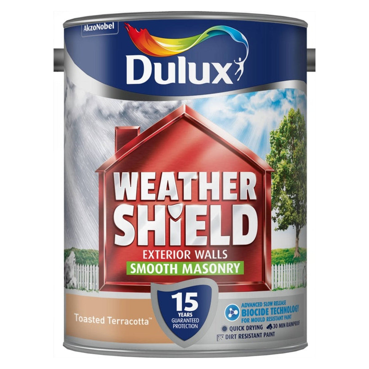 Dulux Weathershield Smooth Masonry Paint 5L tin in Toasted Terracotta