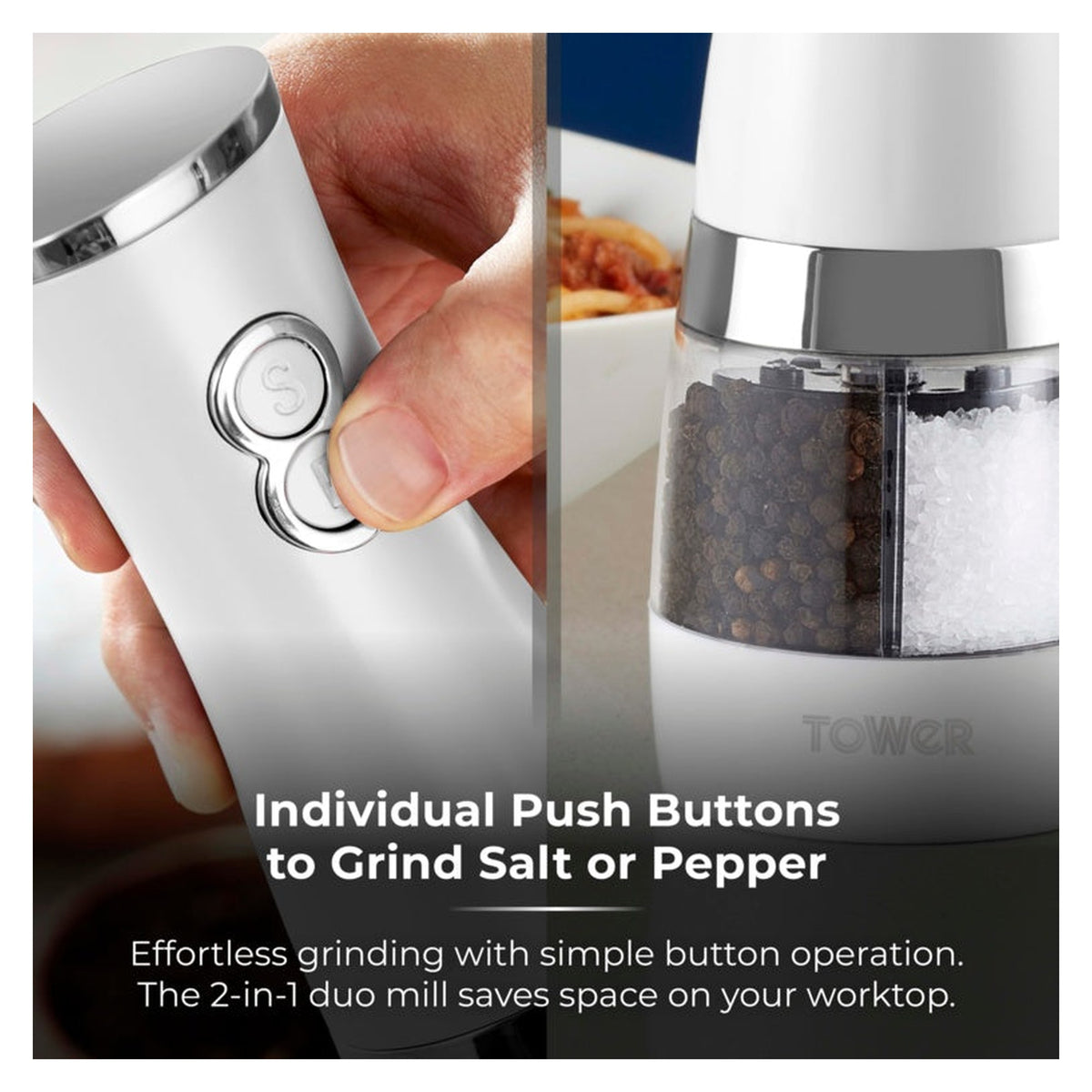 Duo Electric Salt/Pepper Mill - White, view 4