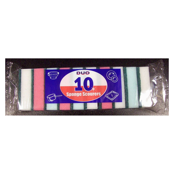 Pack of 10 duo sponge scourers