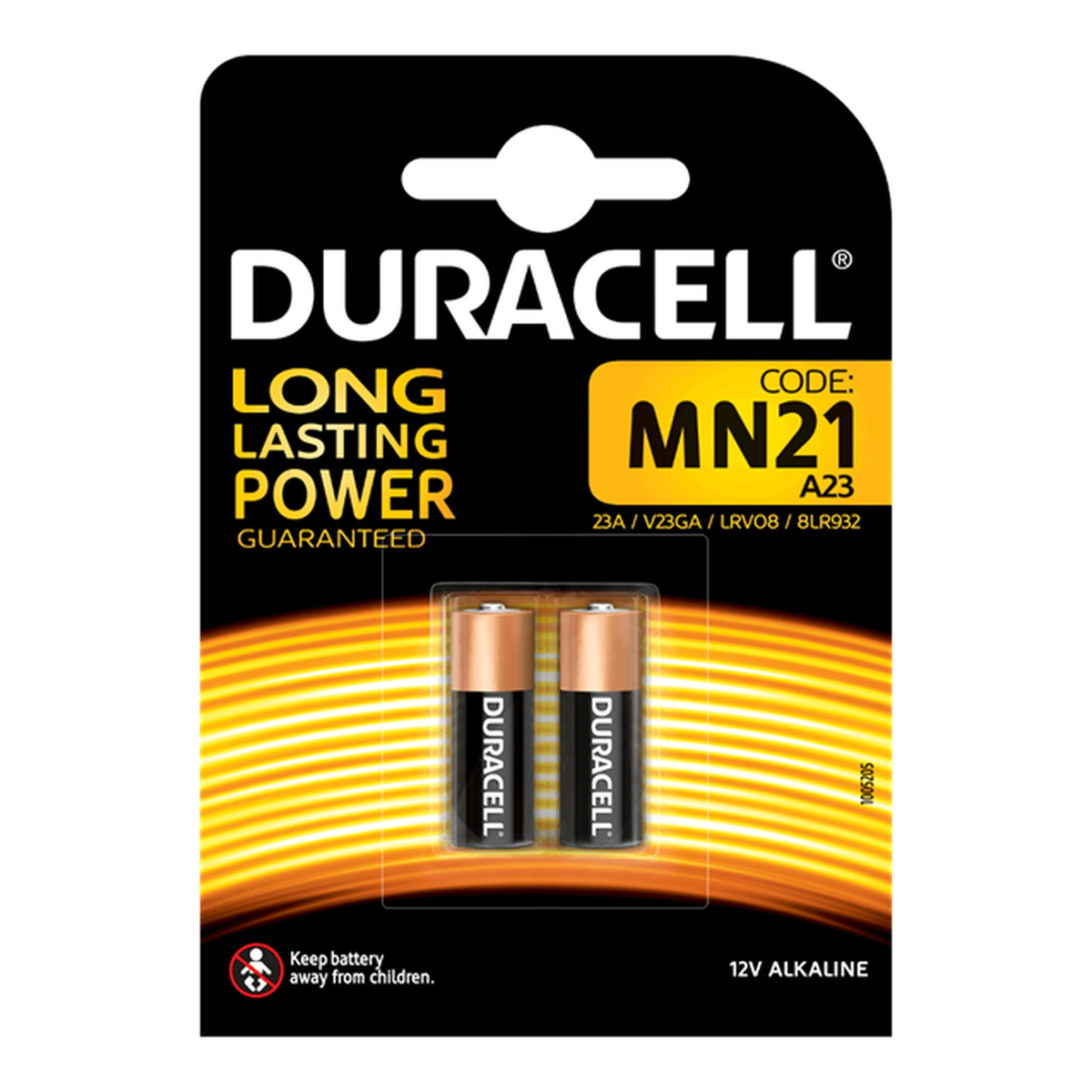 Duracell MN21 12V alarm battery, pack of 2