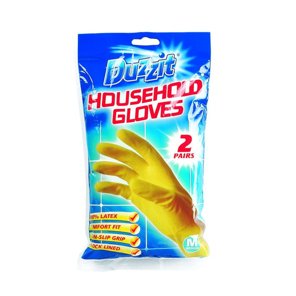 Two pairs of Duzzit medium latex household gloves