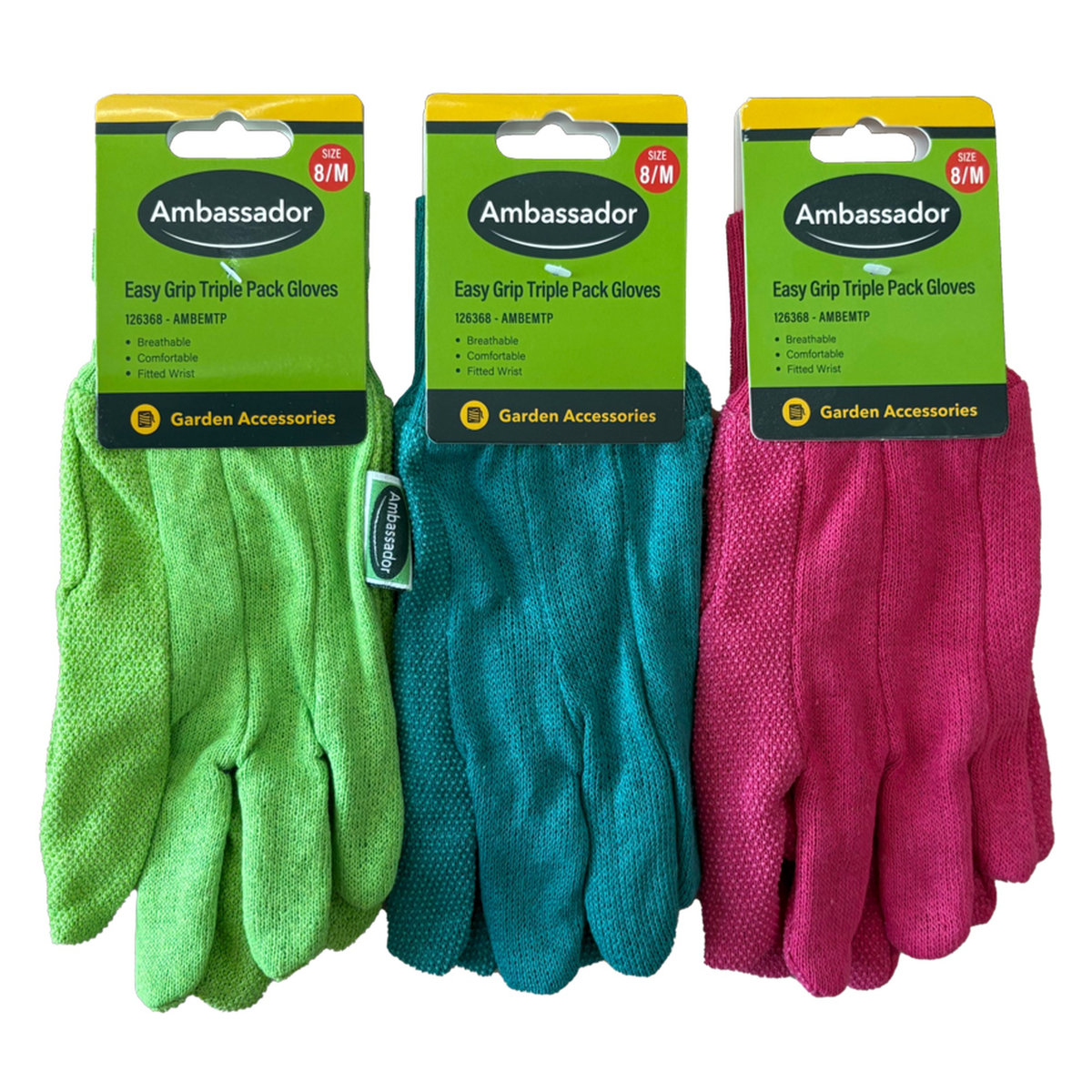 Easy Grip Triple Pack Gloves - 8/M, view 2