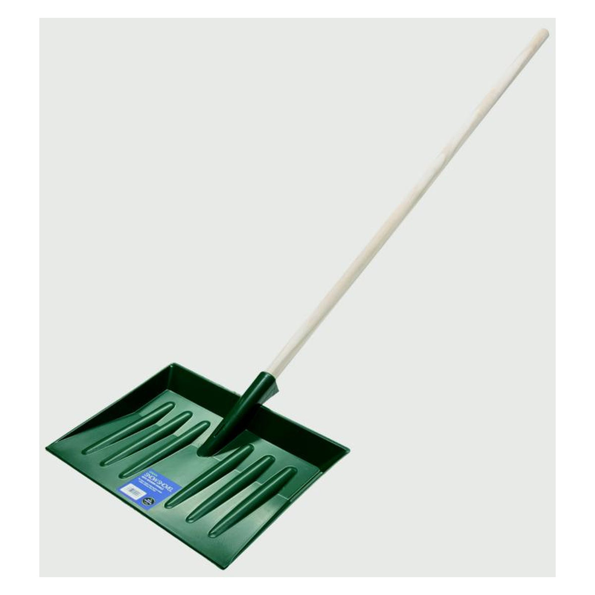 Edge green snow shovel with wooden handle