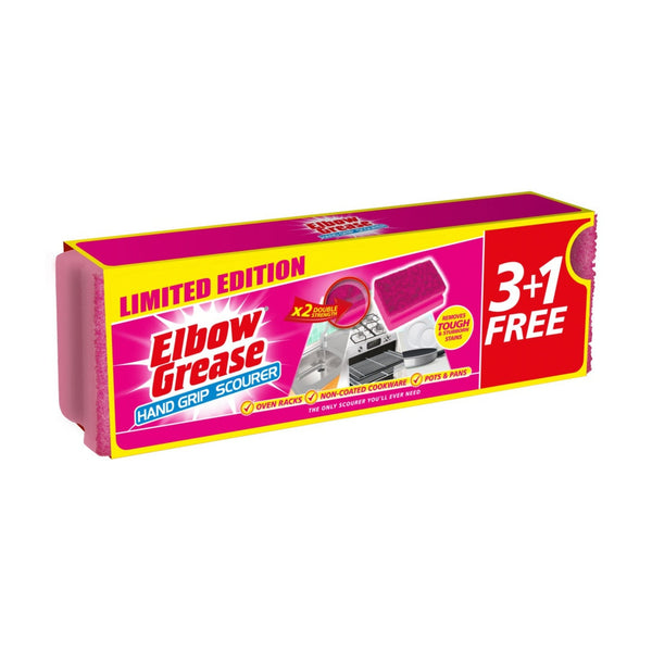 Pack of 4 Elbow Grease hand grip pink scourers