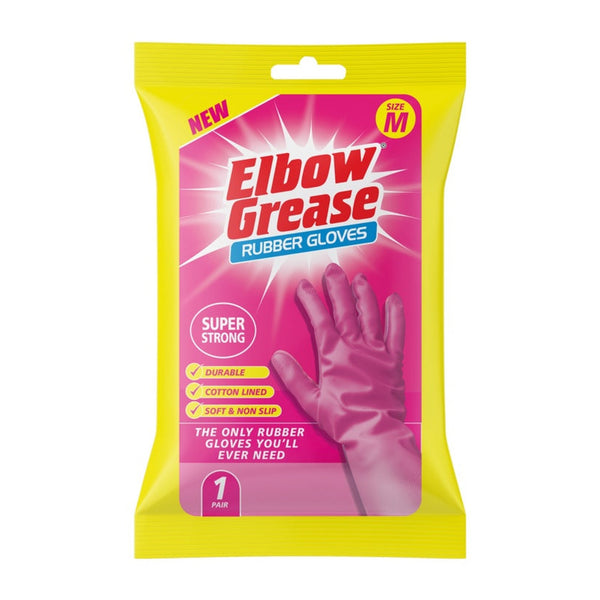 Elbow Grease pink rubber gloves medium