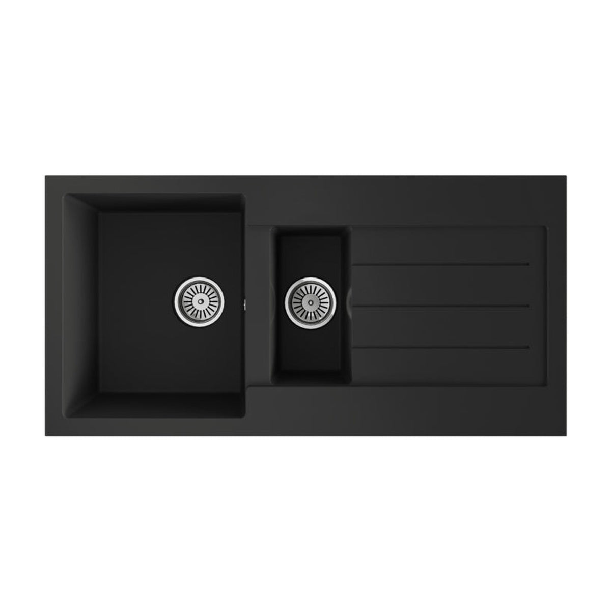 Ellsi black Comite 1.5 bowl sink and waste 100 x 50cm, view 2