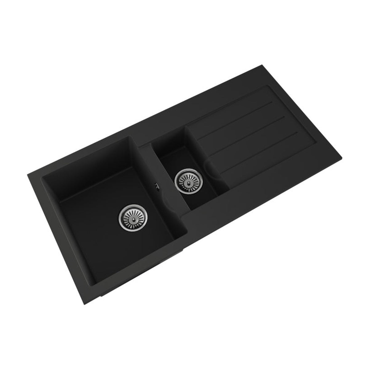 Ellsi black Comite 1.5 bowl sink and waste 100 x 50cm, view 3