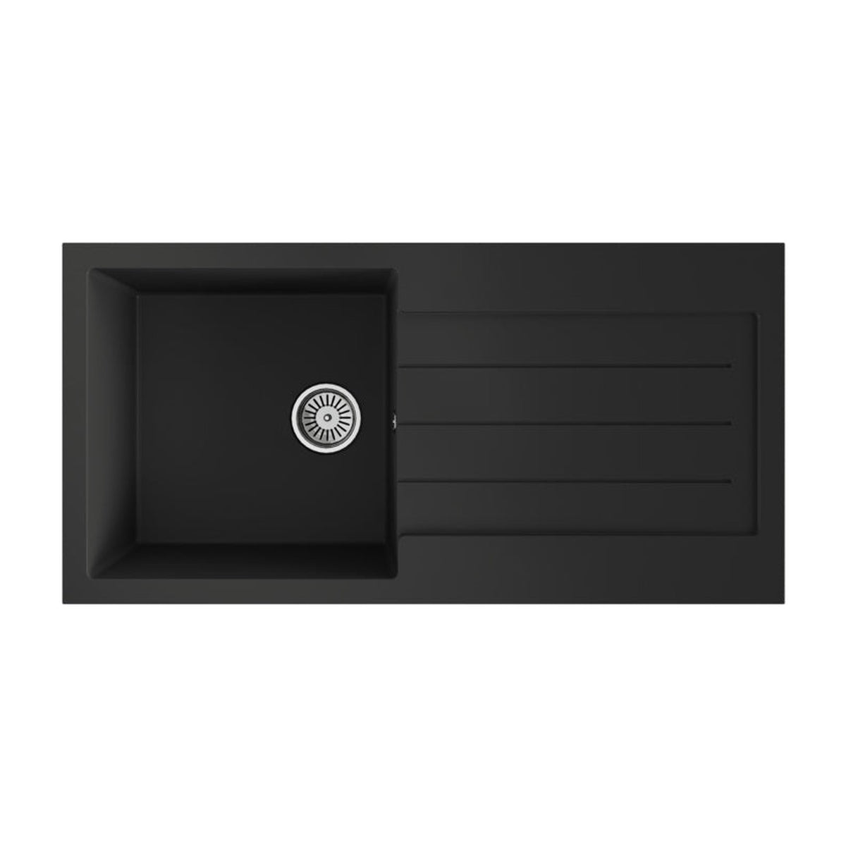Ellsi black Comite single bowl sink and waste, view 2