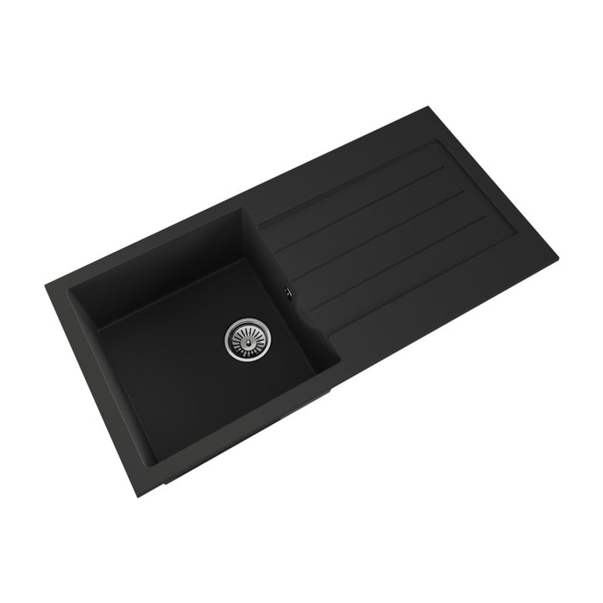 Ellsi black Comite single bowl sink and waste, view 3