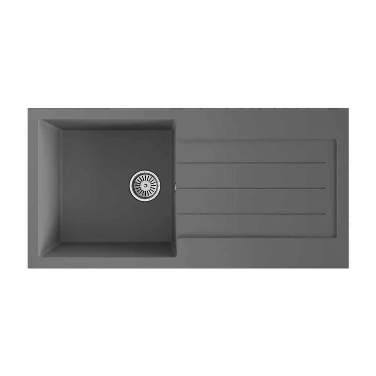 Ellsi grey Comite one bowl kitchen sink 100 x 50cm, view 2