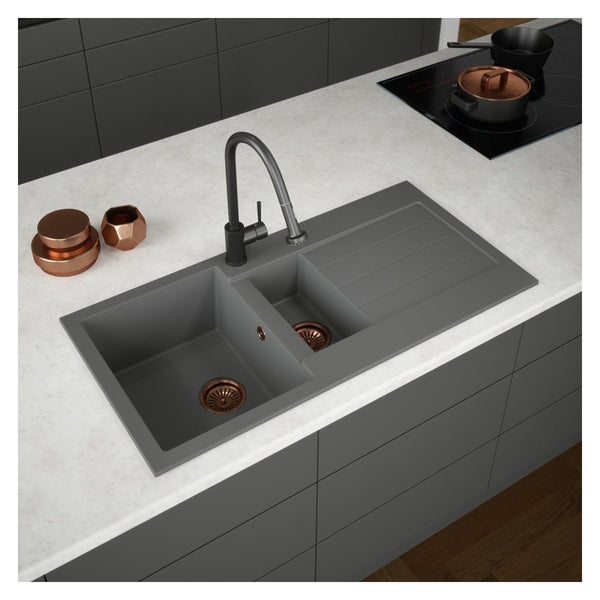 Ellsi Comite grey 1.5 bowl sink and waste