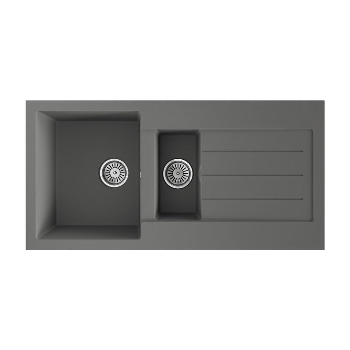 Ellsi Comite grey 1.5 bowl sink and waste, view 2
