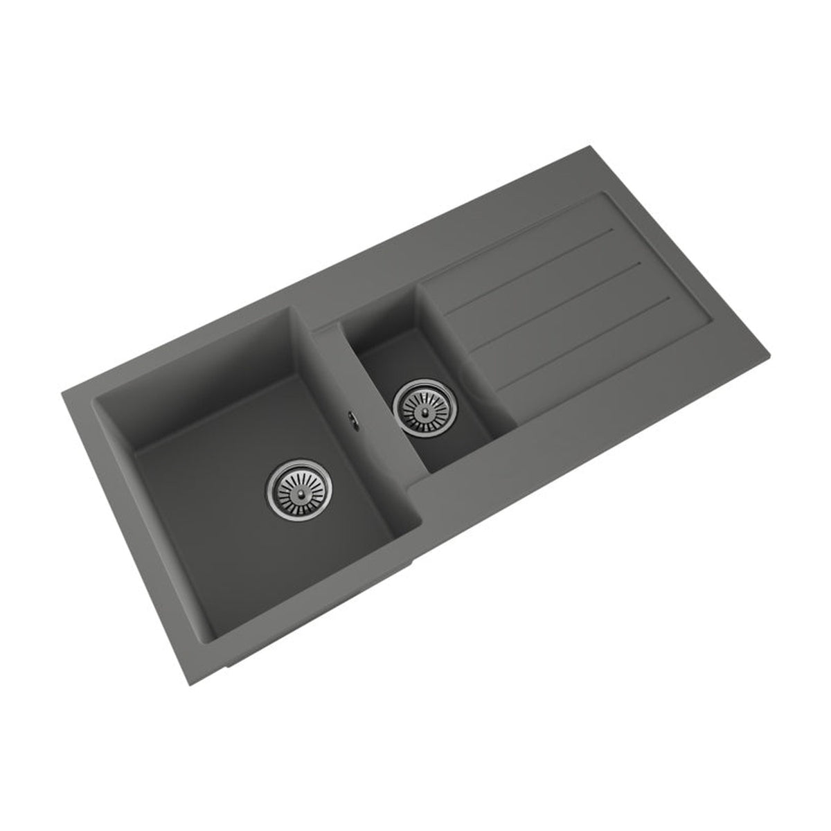 Ellsi Comite grey 1.5 bowl sink and waste, view 3