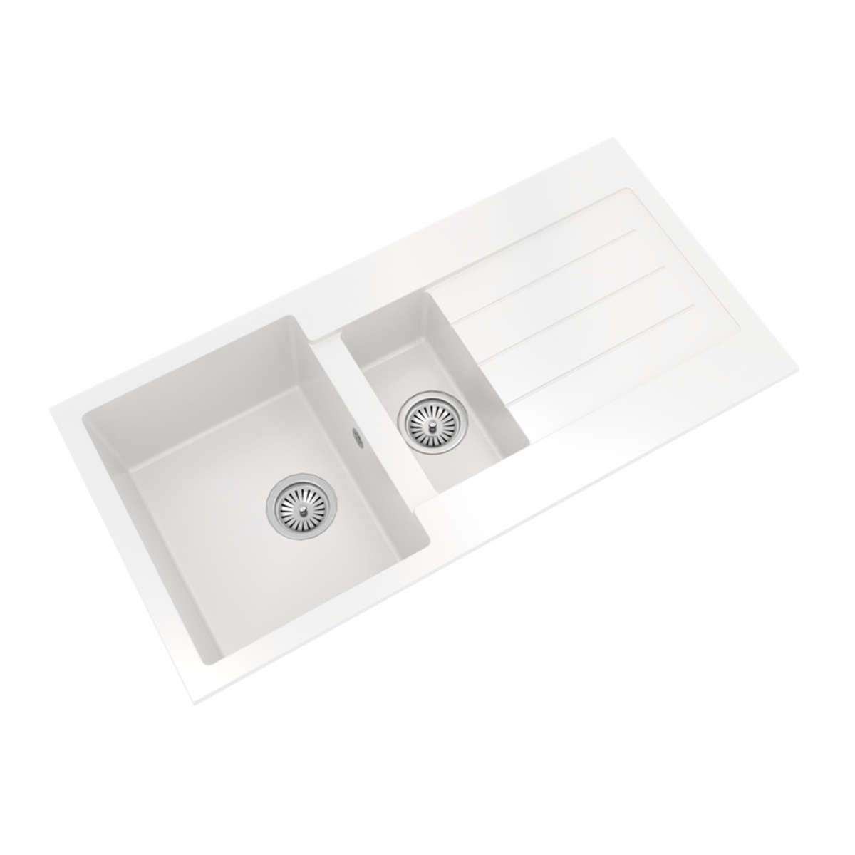 Ellsi white Comite 1.5 bowl sink and waste, view 2