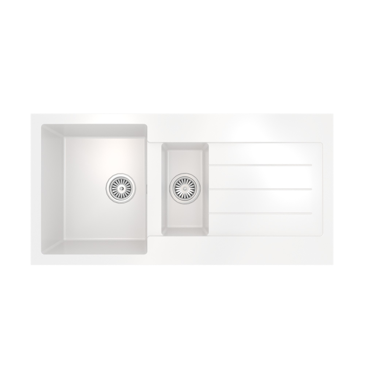 Ellsi white Comite 1.5 bowl sink and waste, view 3