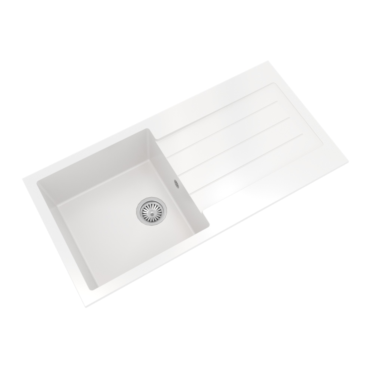 Ellsi white Comite 1 bowl sink and waste 100 x 50cm, view 2