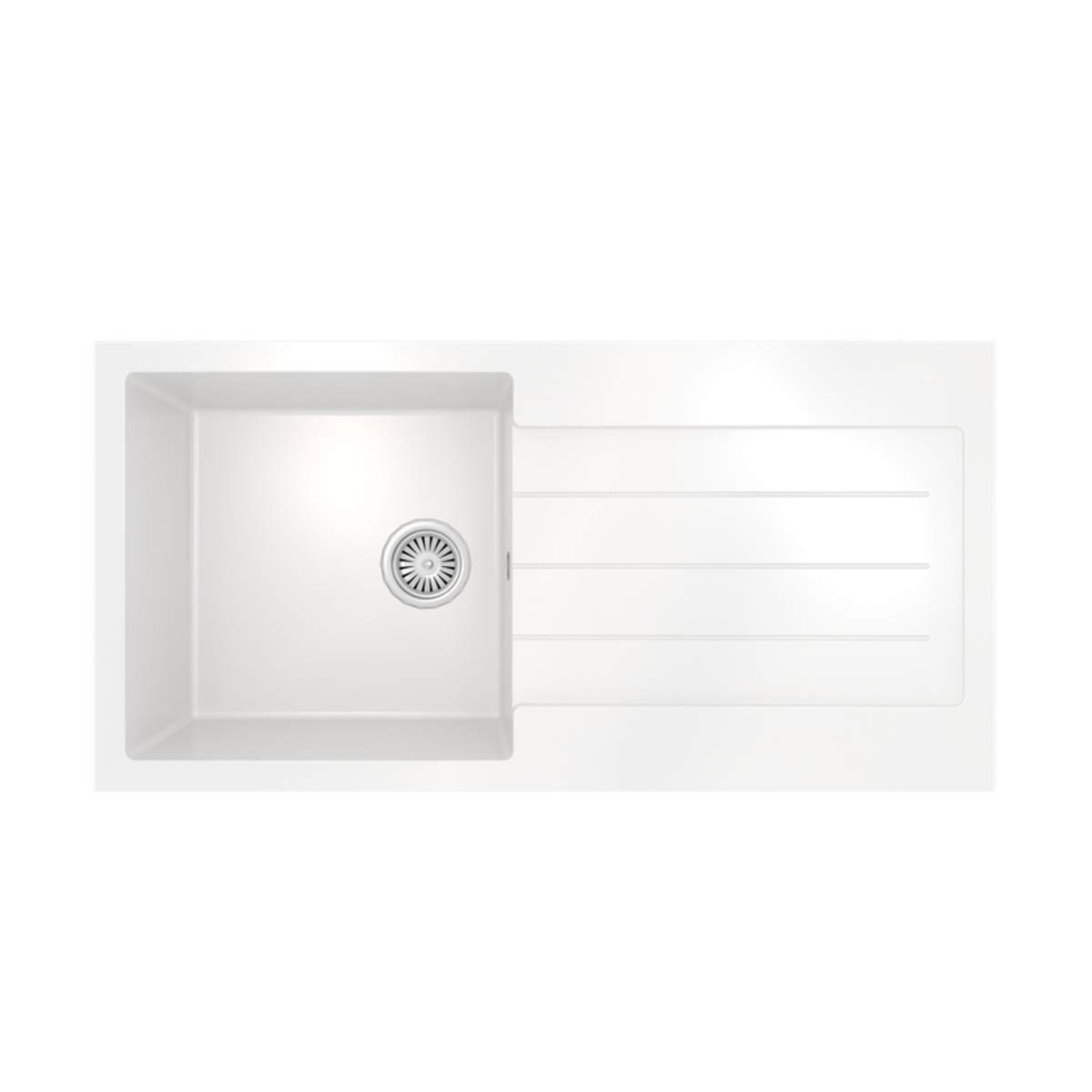 Ellsi white Comite 1 bowl sink and waste 100 x 50cm, view 3