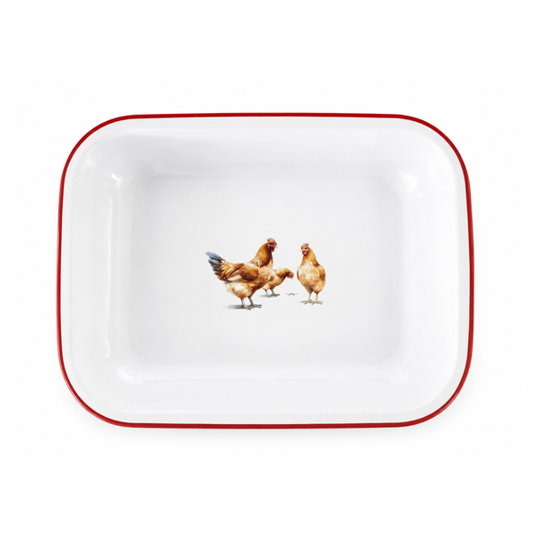 Enamel Bake Pan 28cm - Chicken