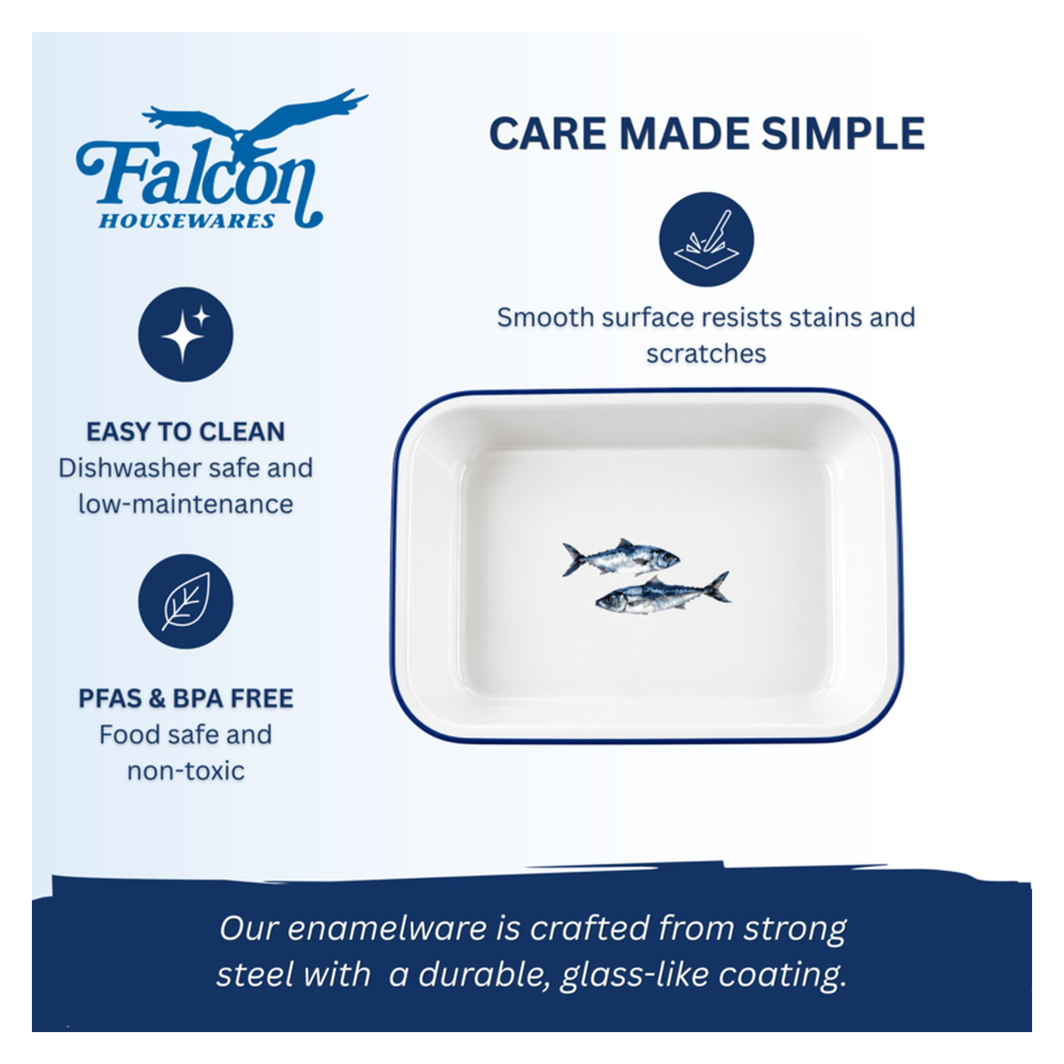 Enamel Bake Pan 28cm - Fish, view 2