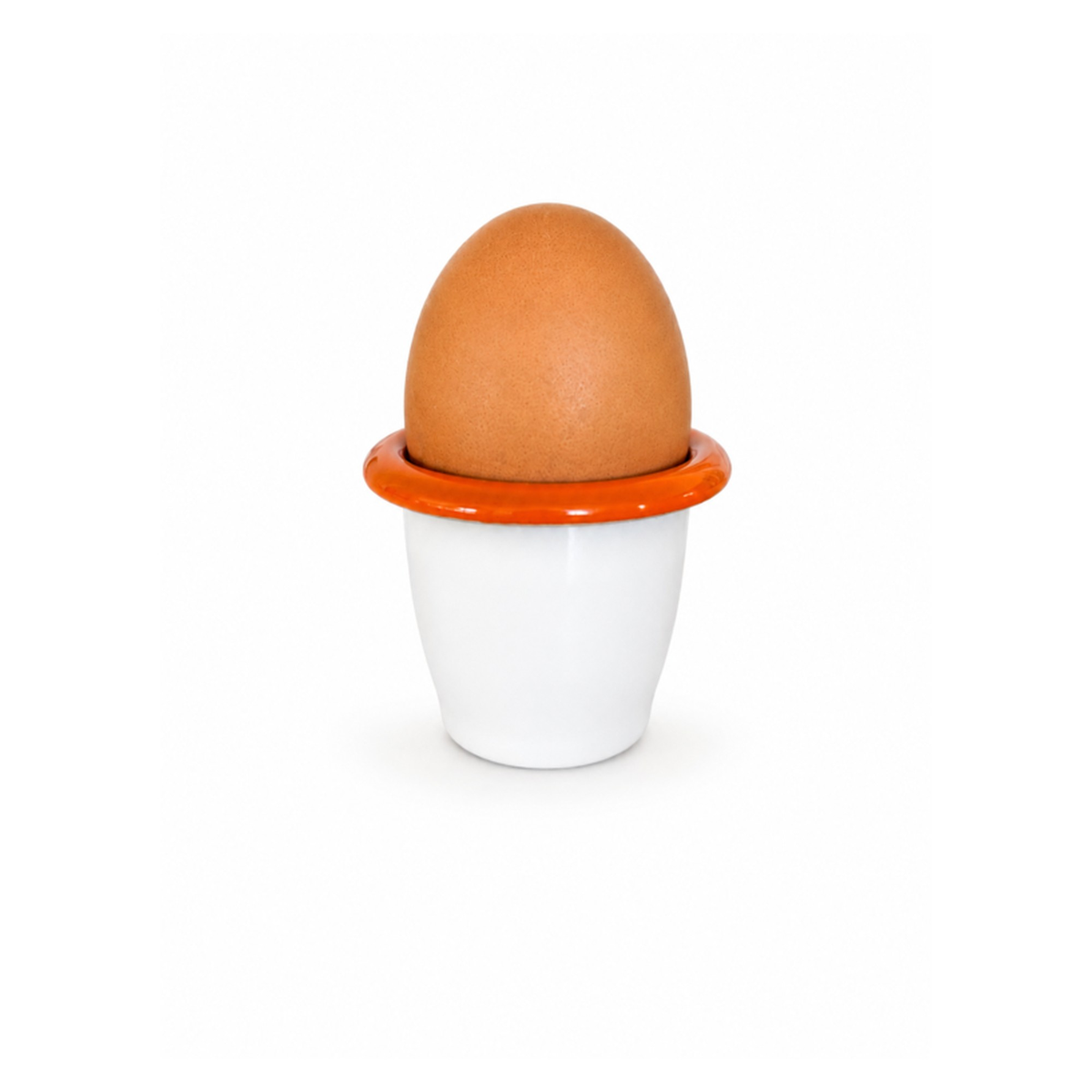 Enamel Egg Cup - White With Orange Rim