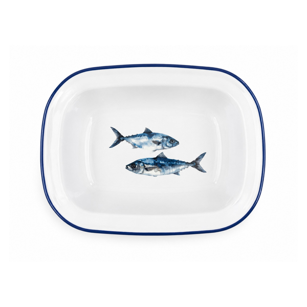 Enamel Oblong Pie Dish 20cm - Fish