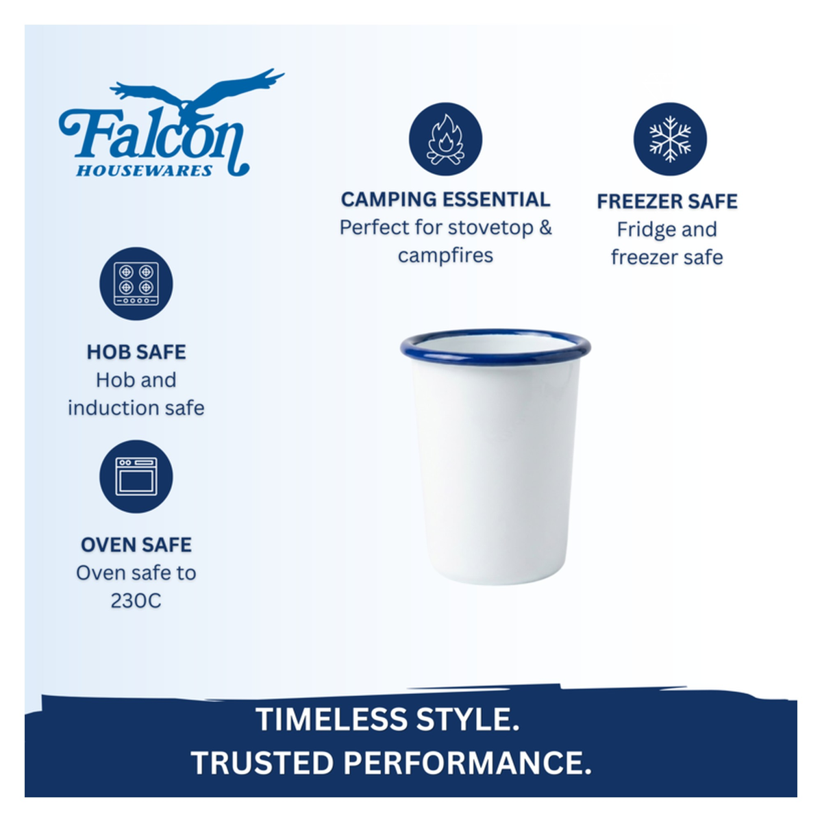 Enamel Tumbler - Traditional White - 410ml, view 2