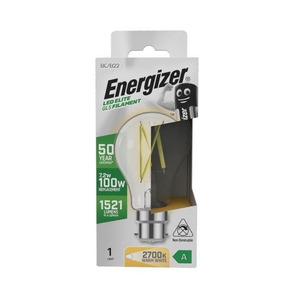 Energizer B22 LED GLS bulb 7.2W in warm white