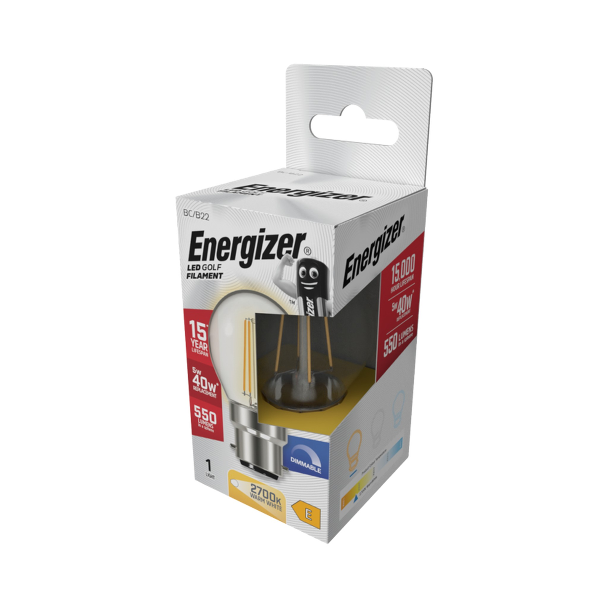 Energizer B22 filament LED golf bulb 5W, view 2