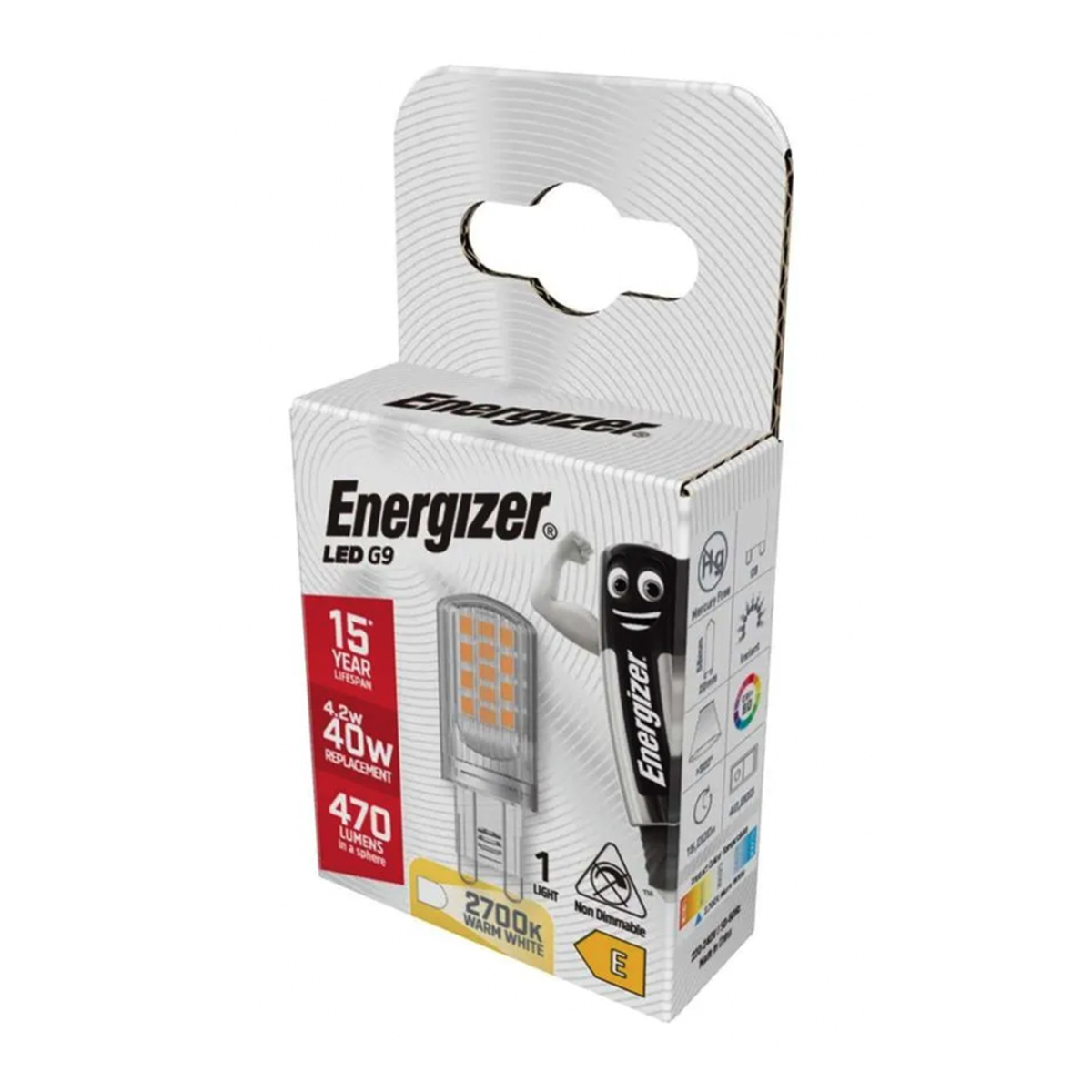 Energizer LED G9 bulb 470 lumen warm white