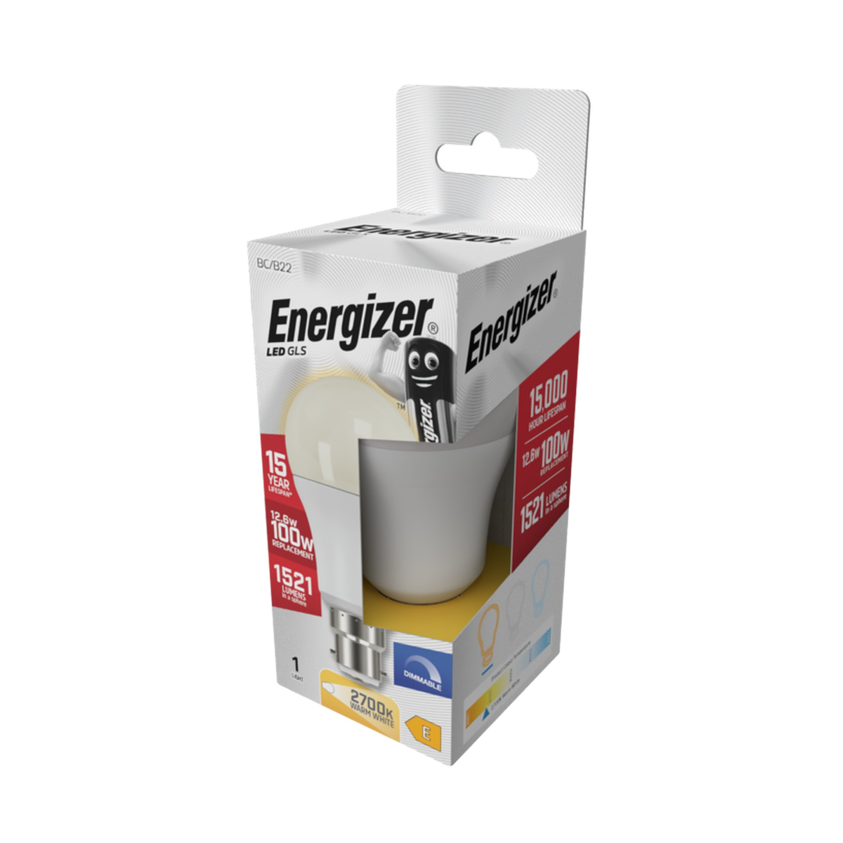 Energizer dimmable B22 LED GLS bulb 12.6W, view 2
