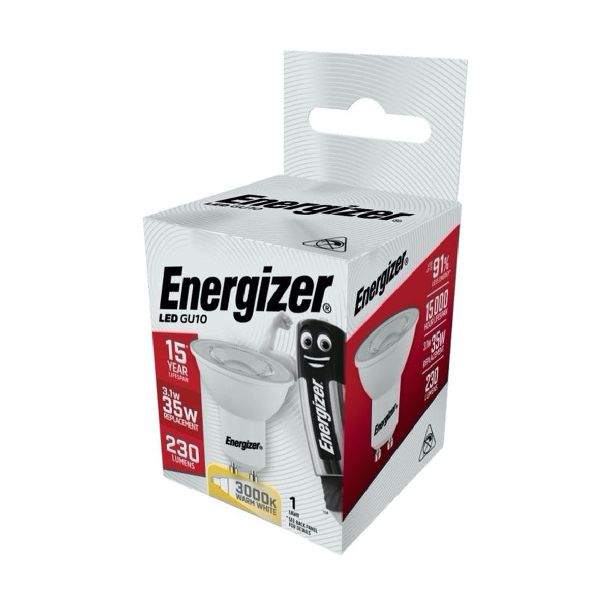 Energizer LED GU10 bulb, 3.1W, 230 lumen, warm white 3000K