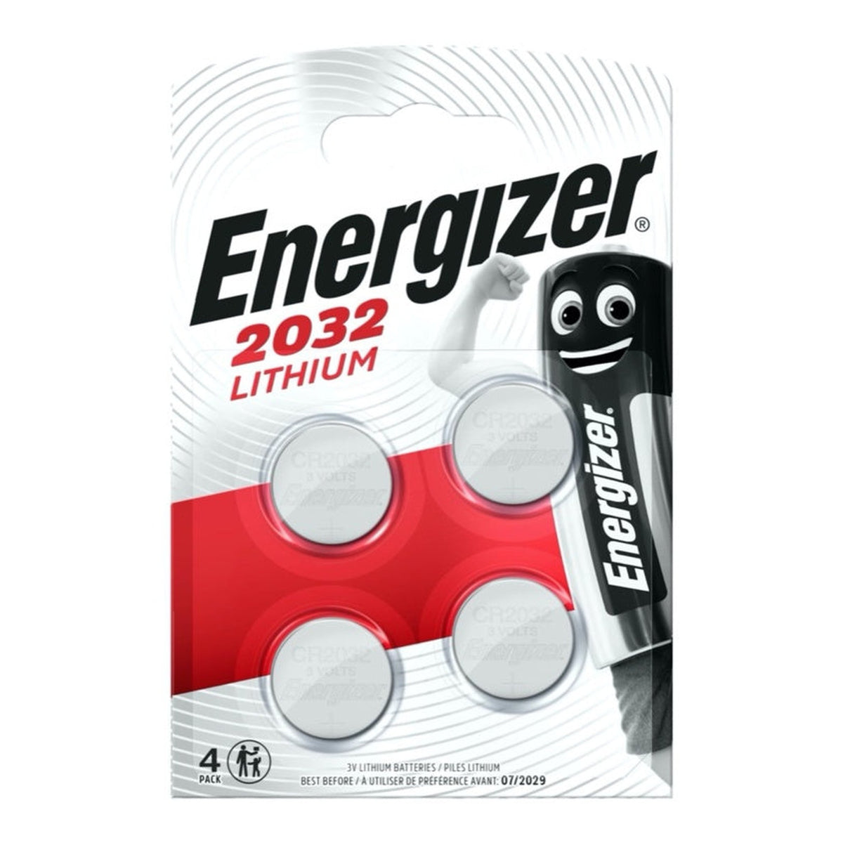 Pack of 4 Energizer CR2032 lithium batteries
