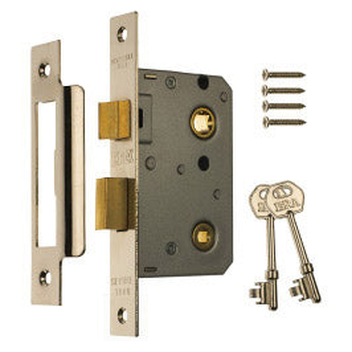 Era 64mm bathroom door lock in brass effect with thumb turn
