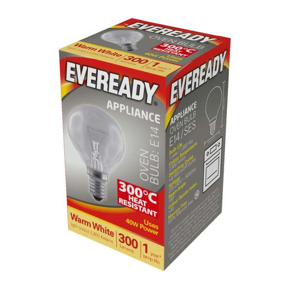Pack of ten Eveready 40W SES E14 oven lamps