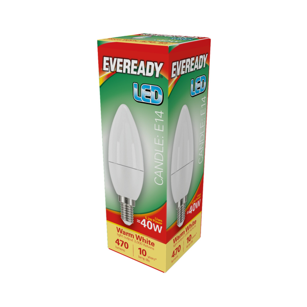Eveready LED candle bulb E14 470 lumens warm white