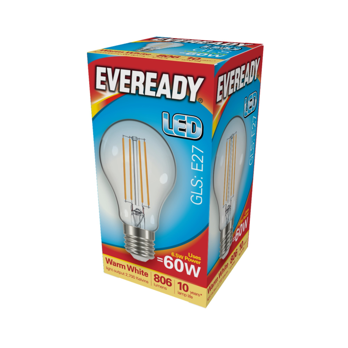 Eveready LED filament GLS E27 6.5W 806 lumen bulb