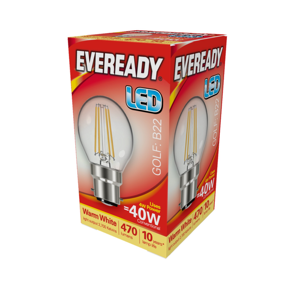 Eveready LED filament golf bulb B22 4W