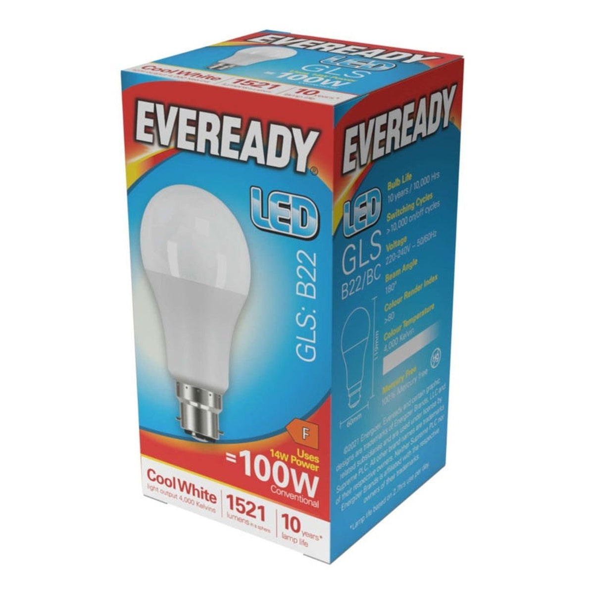 Eveready LED GLS B22 100W equivalent bulb