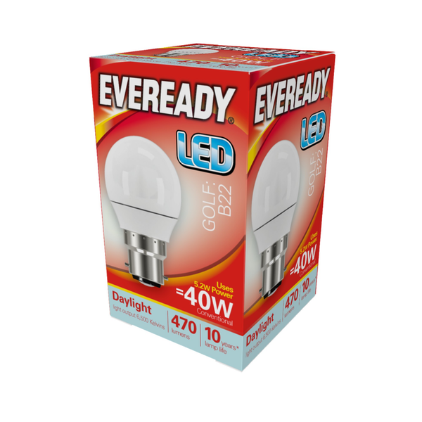 Eveready LED golf ball bulb 6W B22 daylight