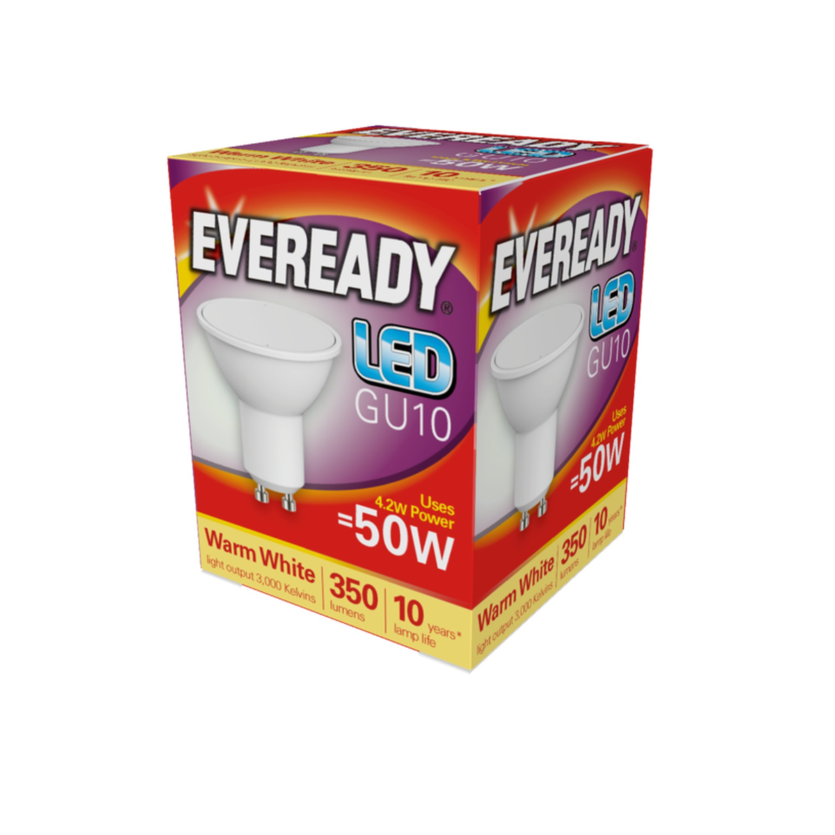 Eveready LED GU10 spotlight bulb 3000K warm white