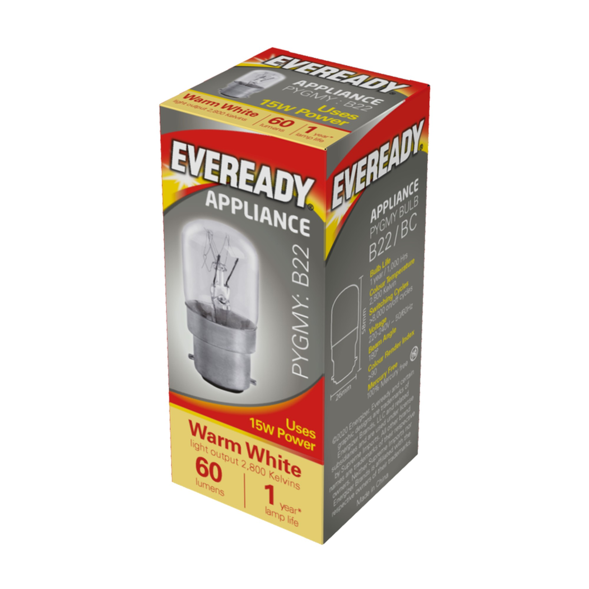 Eveready Pygmy 15W BC clear lamps, pack of 10