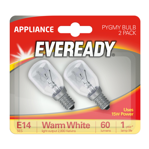 Eveready Pygmy SES 15W clear lamp pack of 2