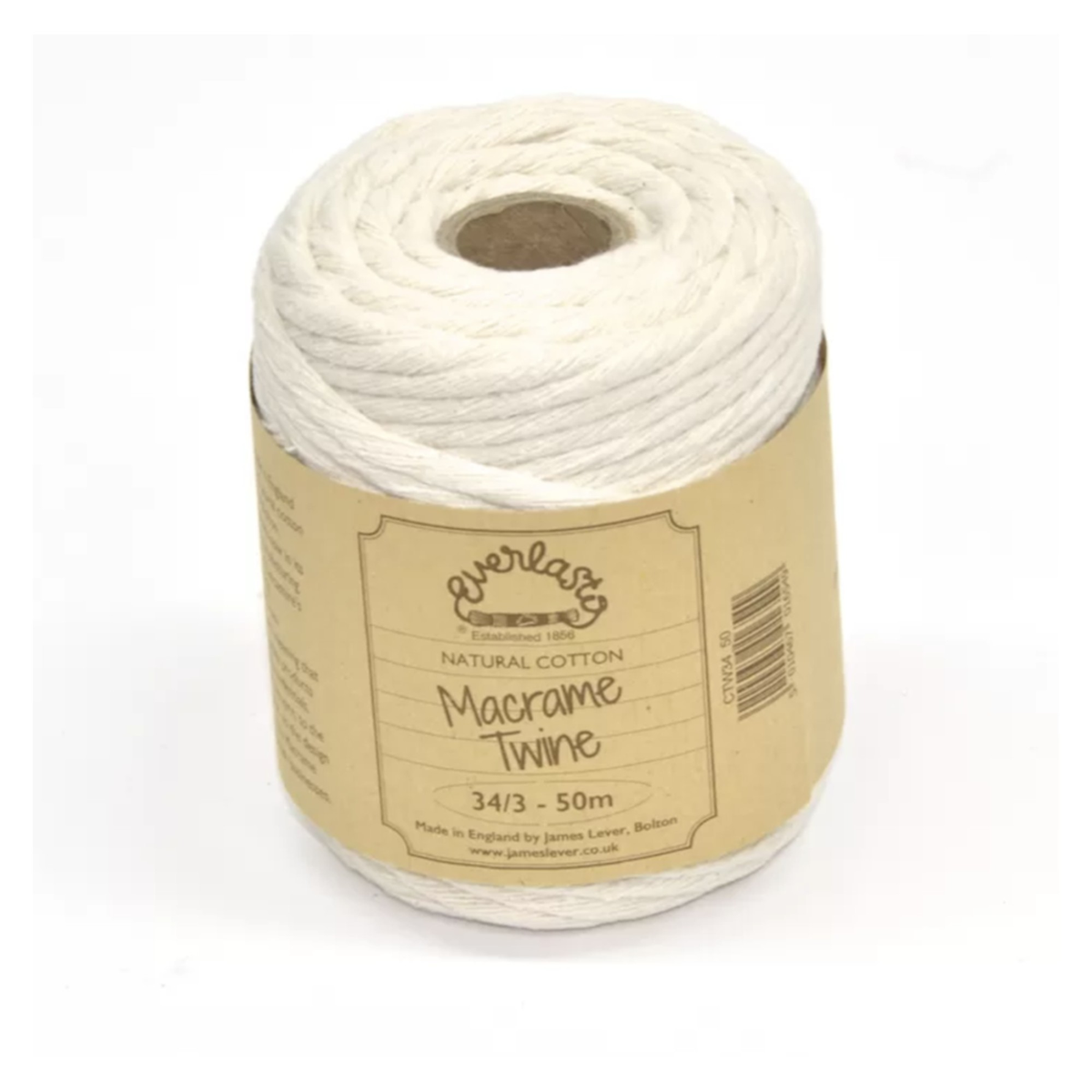 Everlasto 50m spool of 5mm natural cotton macramé twine