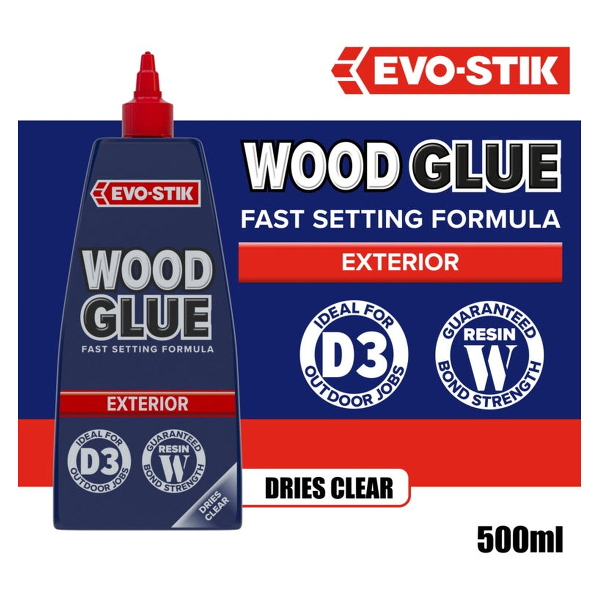 Evo-Stik Resin W weatherproof wood adhesive 500ml bottle, view 7
