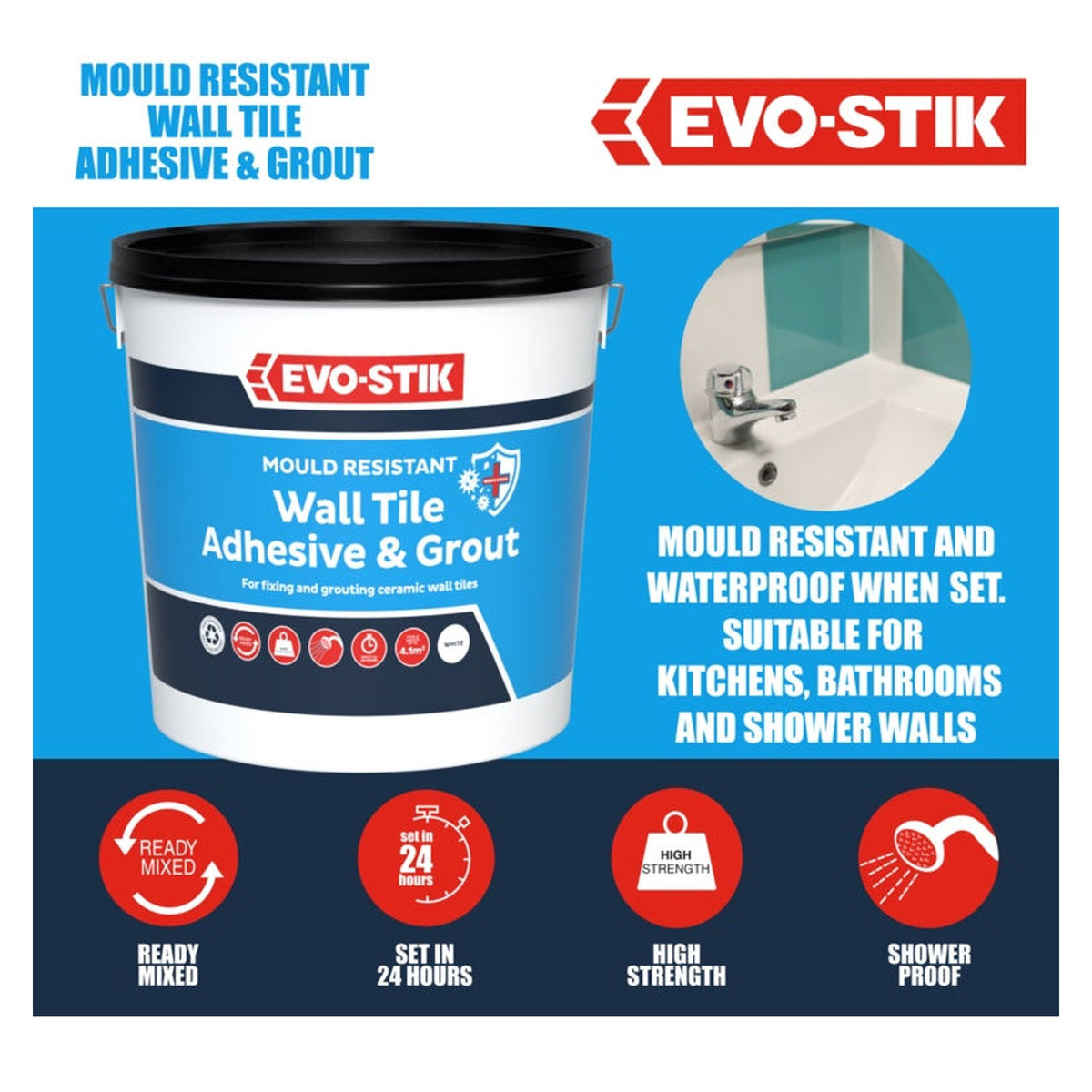 Evo-Stik wall tile adhesive and grout 5L, view 5