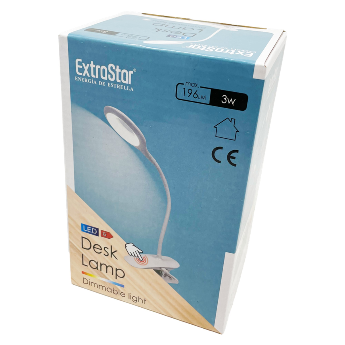 Extrastar white clip-on dimmable desk lamp with USB