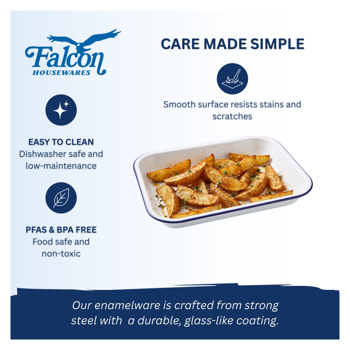 Falcon white enamel bakepan, view 4