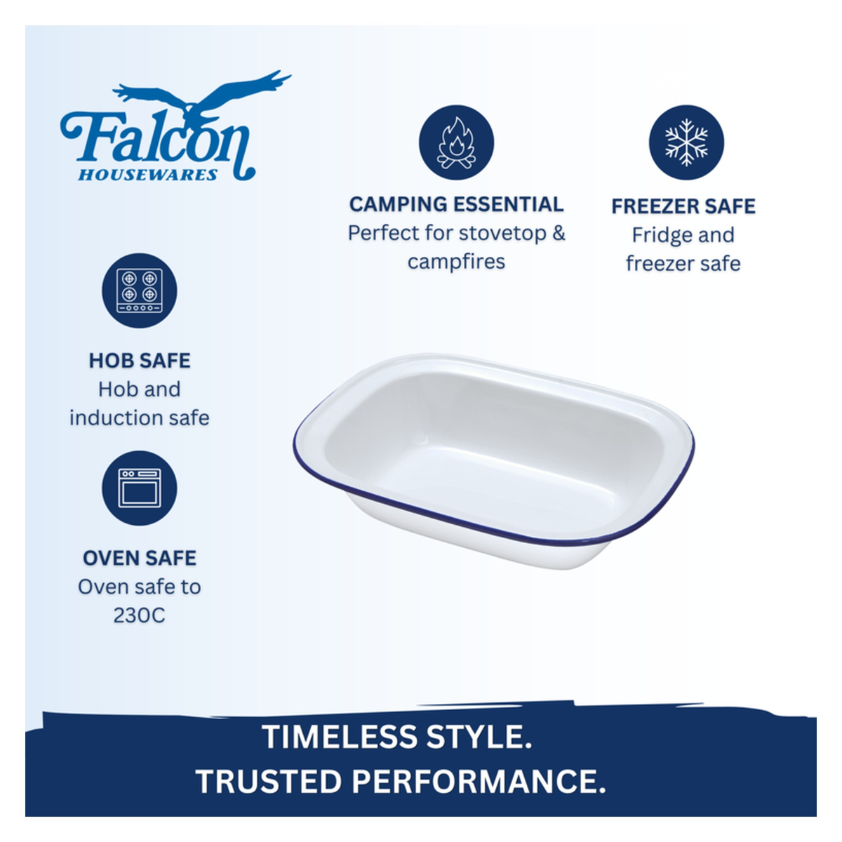 Falcon oblong enamel pie dish 16cm, view 2