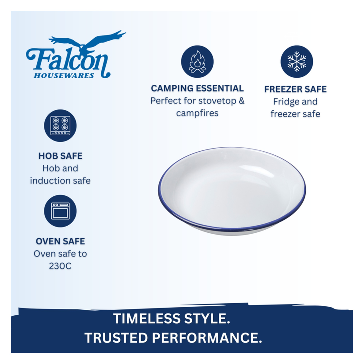Falcon white enamel pasta and rice plate 18cm, view 3